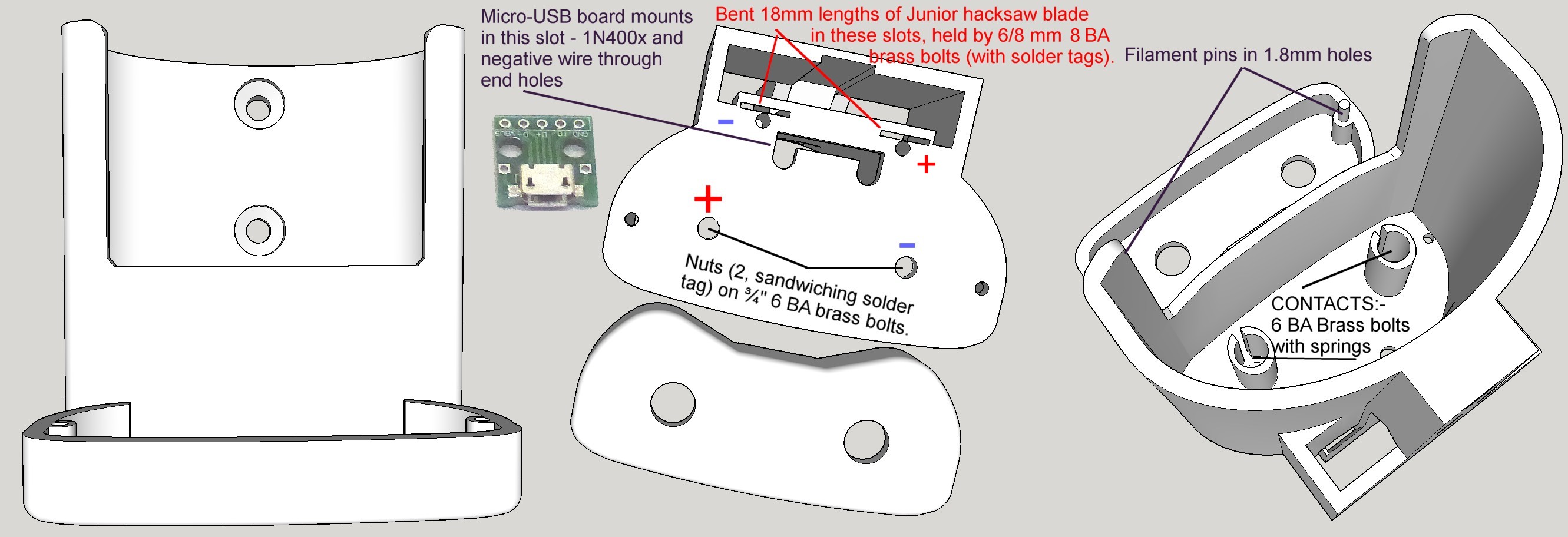 Pictures of 3D Printed Parts - with notes.